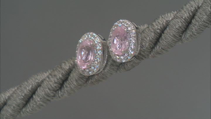 Pink Spinel Rhodium Over Sterling Silver Stud Earrings 0.61ctw Video Thumbnail
