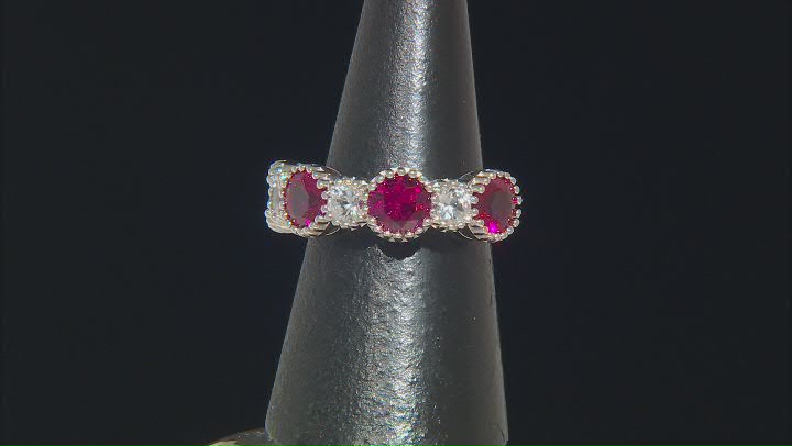 Lab Created Ruby Rhodium Over Sterling Silver Ring 4.19ctw Video Thumbnail