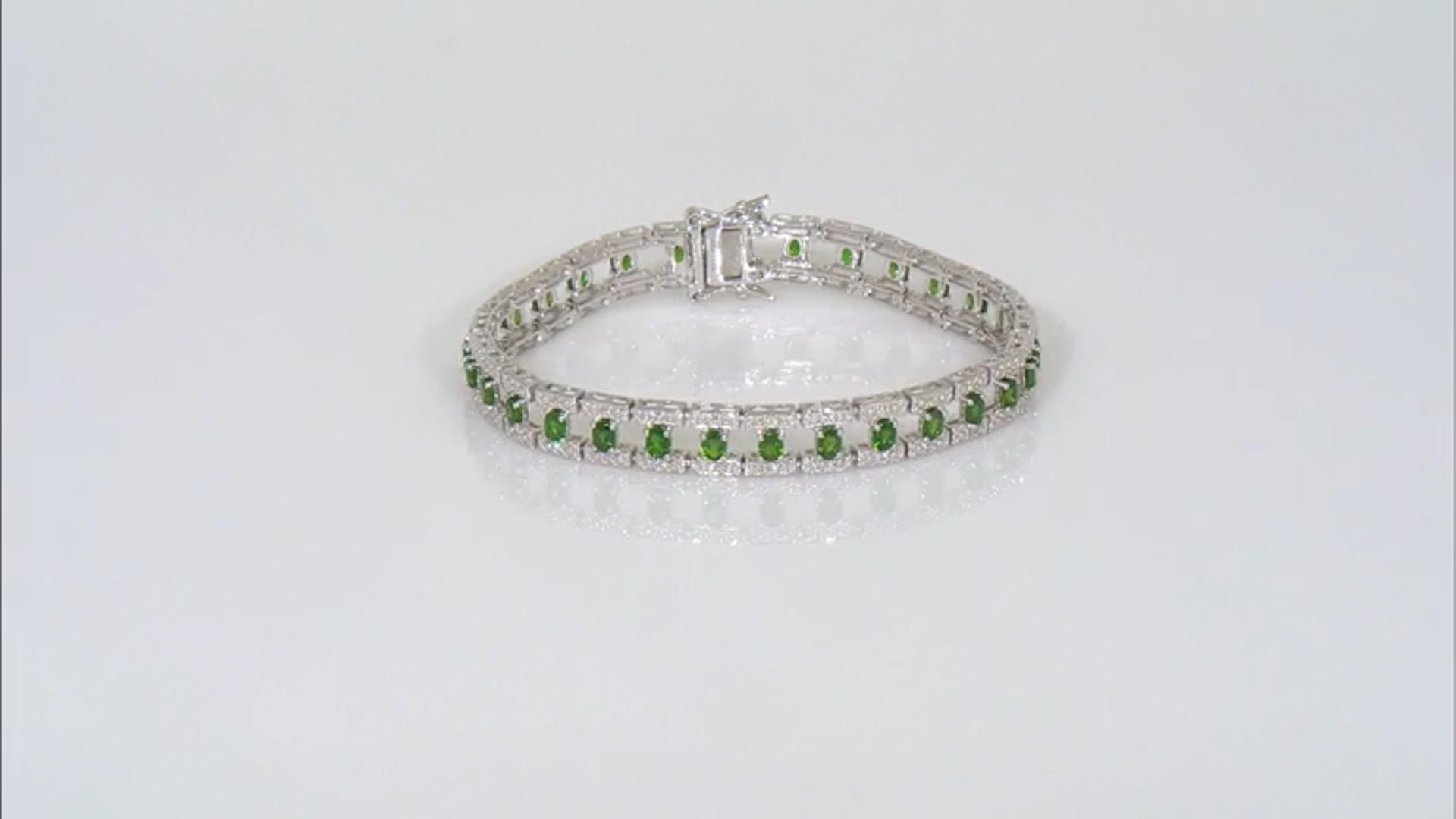 Green Chrome Diopside Rhodium Over Sterling Silver Bangle Bracelet 5.16ctw Video Thumbnail