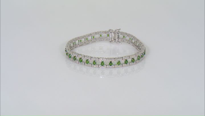 Green Chrome Diopside Rhodium Over Sterling Silver Bangle Bracelet 5.16ctw Video Thumbnail
