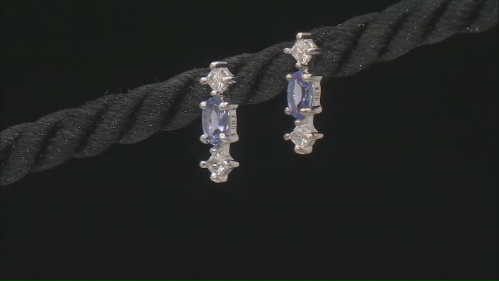 Blue Tanzanite Rhodium Over Silver Ring, Earrings Set 1.13ctw Video Thumbnail