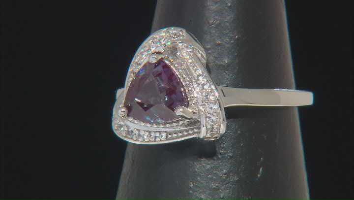 Blue Lab Created Alexandrite Rhodium Over Sterling Silver Ring 1.36ctw Video Thumbnail