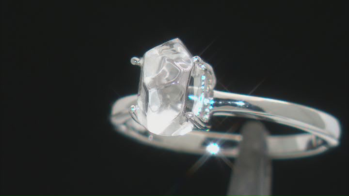 White Herkimer Quartz Rhodium Over Sterling Silver Ring Video Thumbnail