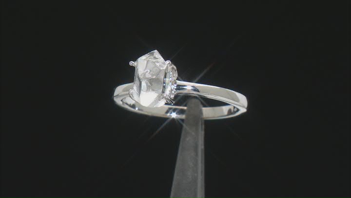 White Herkimer Quartz Rhodium Over Sterling Silver Ring Video Thumbnail