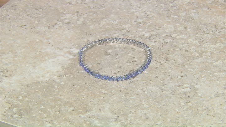 Blue Tanzanite Rhodium Over Sterling Silver Tennis Bracelet 6.63ctw Video Thumbnail
