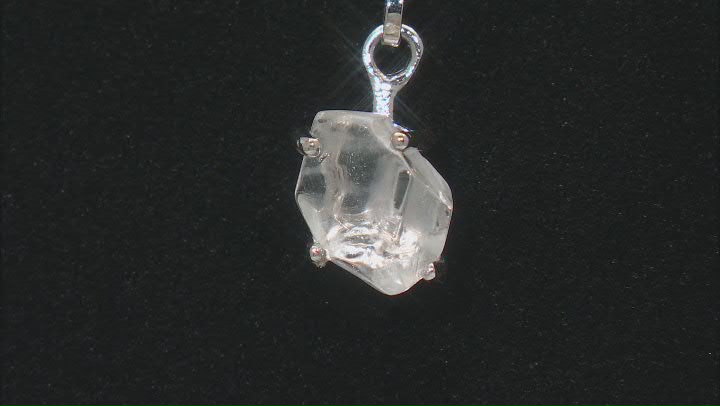 White Herkimer Quartz Rhodium Over Sterling Silver Pendant Video Thumbnail