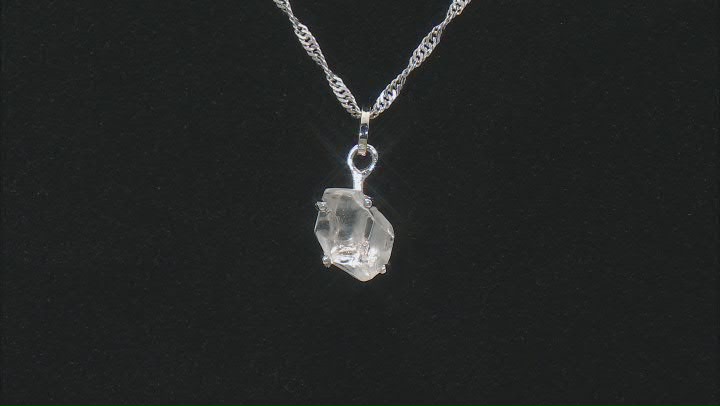 White Herkimer Quartz Rhodium Over Sterling Silver Pendant Video Thumbnail