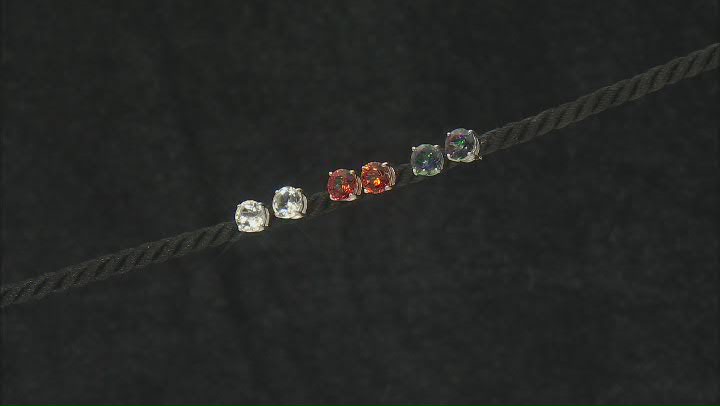 Multi-Color Quartz Platinum Over Sterling Silver Set Of 3 Earrings With Jewlery Box 7.95ctw Video Thumbnail