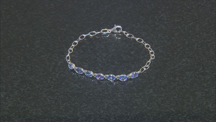 Blue Tanzanite Rhodium Over Sterling Silver Bracelet 2.74ctw Video Thumbnail