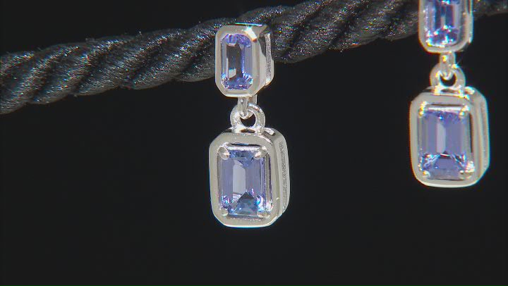 Blue Tanzanite Rhodium Over Sterling Silver Dangle Earrings 1.73ctw Video Thumbnail