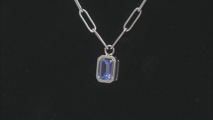 Blue Tanzanite Rhodium Over Sterling Silver Paperclip Necklace 0.90ct Video Thumbnail