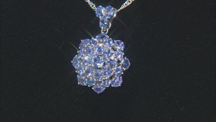 Blue Tanzanite With Rhodium Over Sterling Silver Pendant With Chain 3.55ctw Video Thumbnail