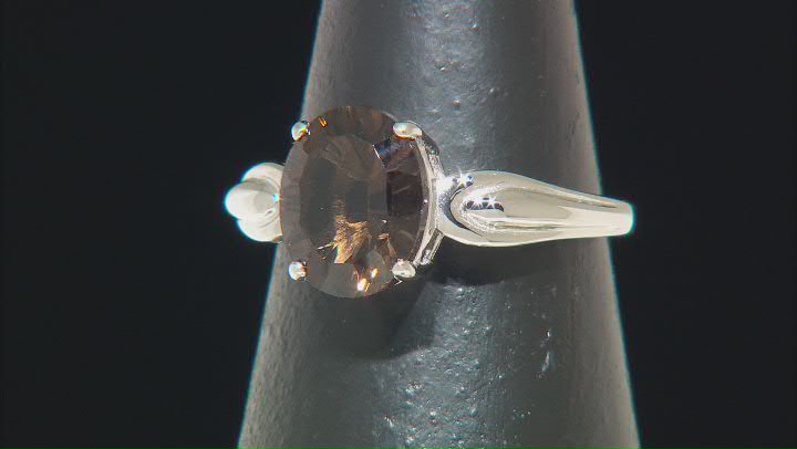 Brown Smoky Quartz Rhodium Over Sterling Silver Solitaire Ring 2.13ct Video Thumbnail