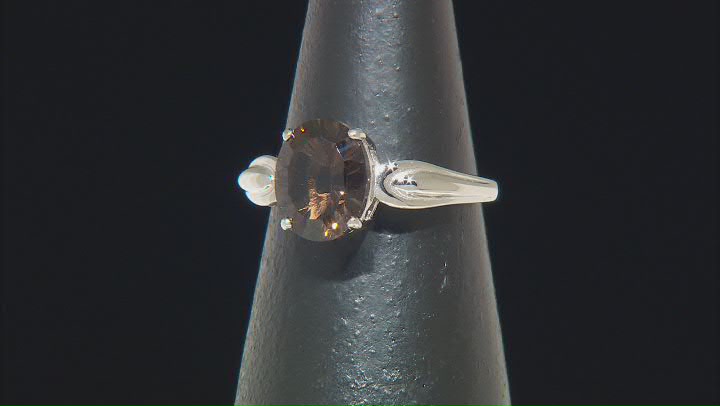 Brown Smoky Quartz Rhodium Over Sterling Silver Solitaire Ring 2.13ct Video Thumbnail