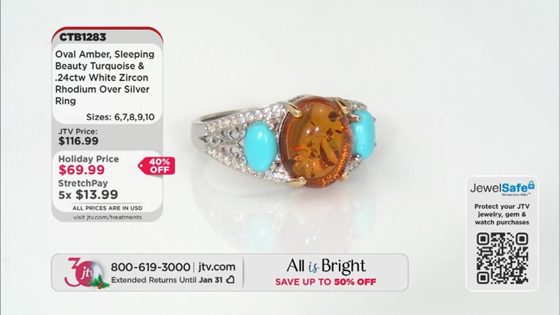 Orange Amber Rhodium Over Silver Ring 0.24ctw Video Thumbnail