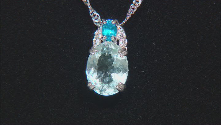 Blue Neon Apatite Rhodium Over Sterling Silver Pendant With Chain 2.63ctw Video Thumbnail