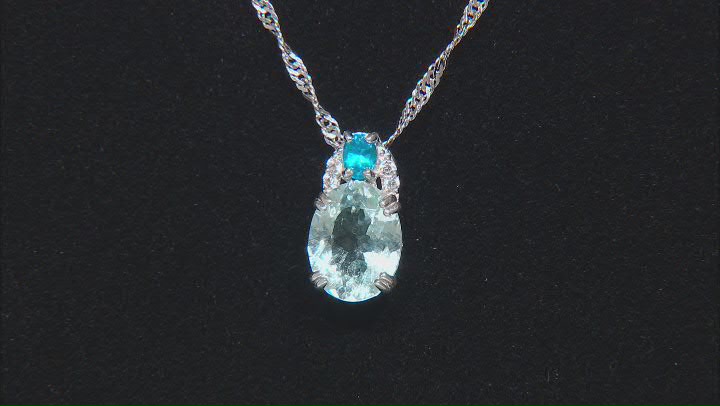 Blue Neon Apatite Rhodium Over Sterling Silver Pendant With Chain 2.63ctw Video Thumbnail