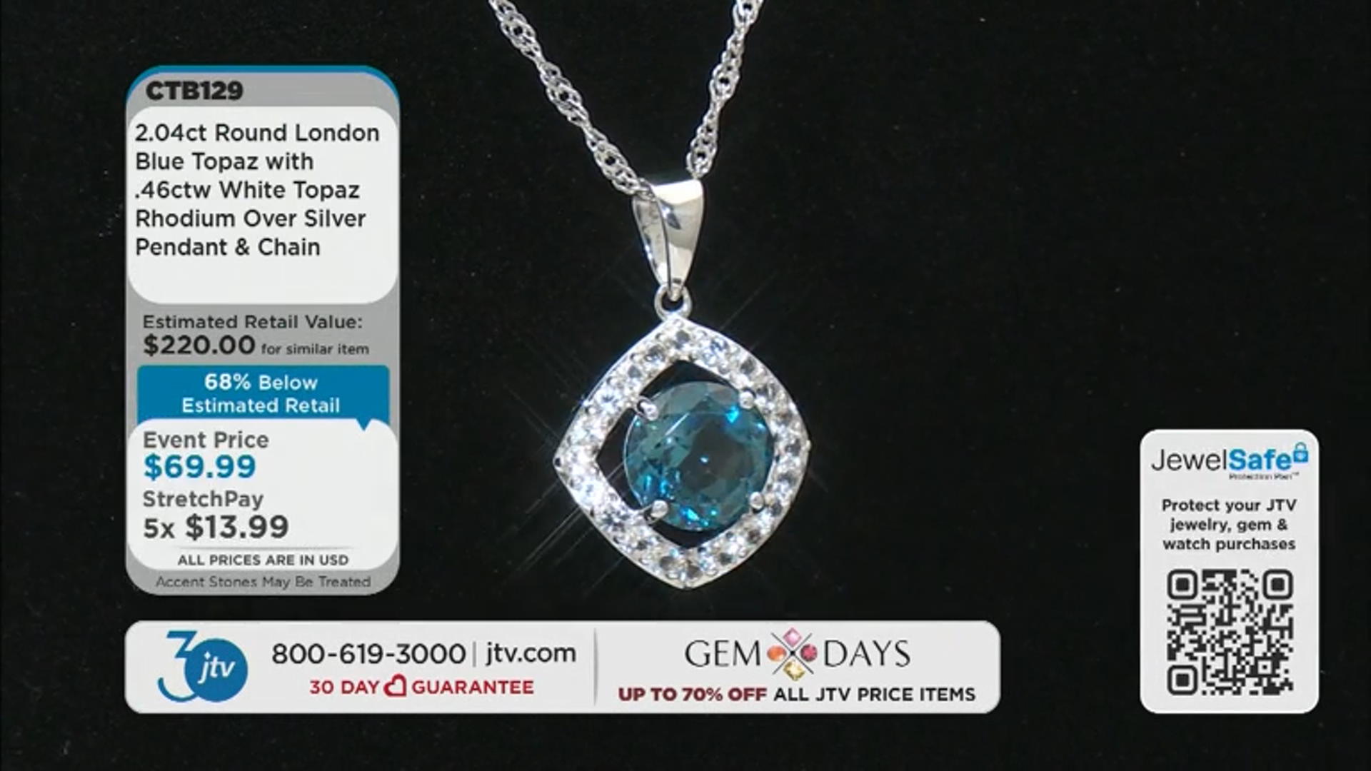 London Blue Topaz Rhodium Over Silver Pendant With Chain 2.50ctw Video Thumbnail