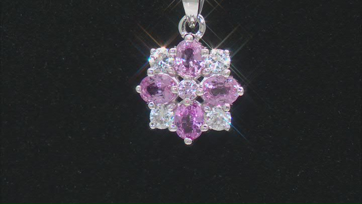 Pink Ceylon Sapphire Rhodium Over 10k White Gold Pendant With Chain 1.12ctw Video Thumbnail