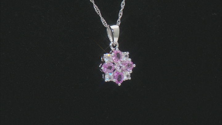 Pink Ceylon Sapphire Rhodium Over 10k White Gold Pendant With Chain 1.12ctw Video Thumbnail