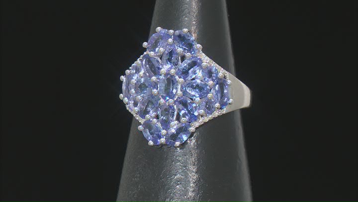 Blue Tanzanite Rhodium Over Sterling Silver Ring 3.84ctw Video Thumbnail