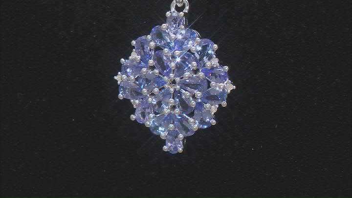 Blue Tanzanite Rhodium Over Sterling Silver Pendant With Chain 3.70ctw Video Thumbnail