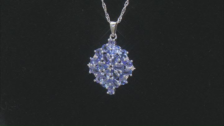 Blue Tanzanite Rhodium Over Sterling Silver Pendant With Chain 3.70ctw Video Thumbnail