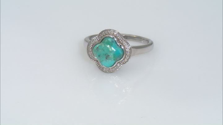 Blue Composite Turquoise Platinum Over Sterling Silver Ring 0.01ctw Video Thumbnail