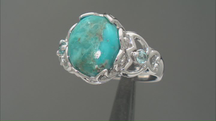 Blue Composite Turquoise Rhodium Over Silver Ring 0.14ctw Video Thumbnail