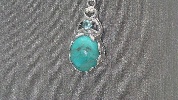 Blue Turquoise Rhodium Over Silver Pendant With Chain 0.12ctw Video Thumbnail