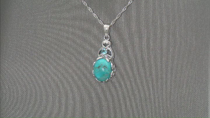 Blue Turquoise Rhodium Over Silver Pendant With Chain 0.12ctw Video Thumbnail