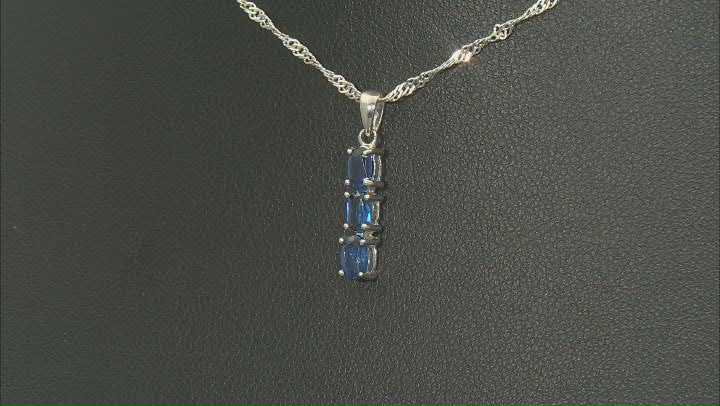 Blue Kyanite Rhodium Over Sterling Silver Ring, Earrings, Pendant With Chain Set 2.40ctw Video Thumbnail