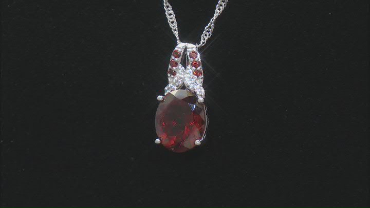 Red Labradorite Rhodium Over Silver Pendant With Chain 2.89ctw Video Thumbnail