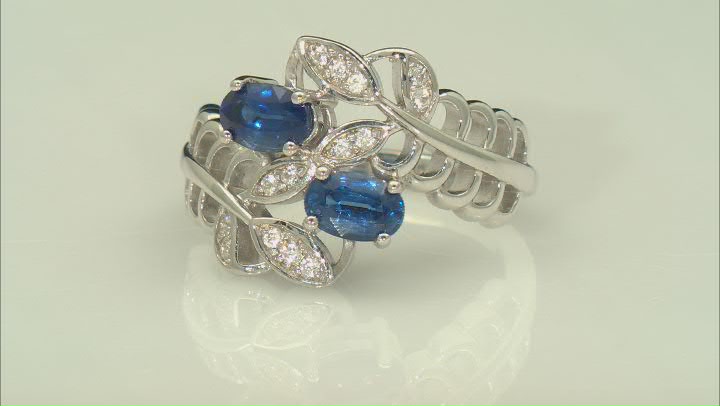 Blue Kyanite Rhodium Over Sterling Silver Ring 1.24ctw Video Thumbnail