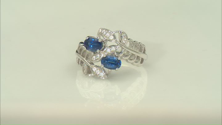 Blue Kyanite Rhodium Over Sterling Silver Ring 1.24ctw Video Thumbnail
