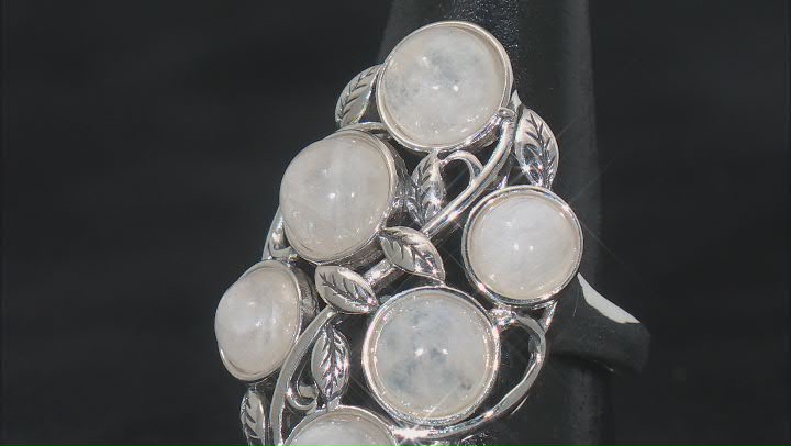 White Rainbow Moonstone Sterling Silver Ring Video Thumbnail
