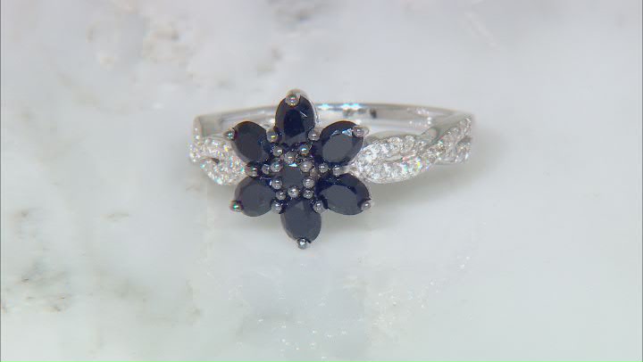 Black Spinel Rhodium Over Sterling Silver Ring 0.99ctw Video Thumbnail