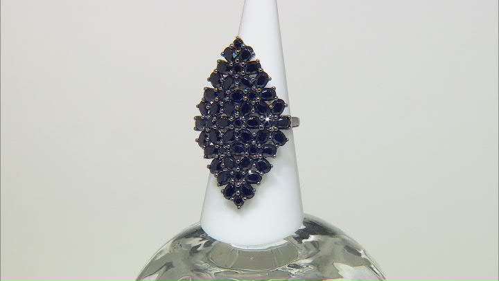 Black Spinel Rhodium Over Sterling Silver Ring 4.59ctw Video Thumbnail