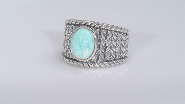 Blue Larimar Rhodium Over Sterling Silver Ring Video Thumbnail