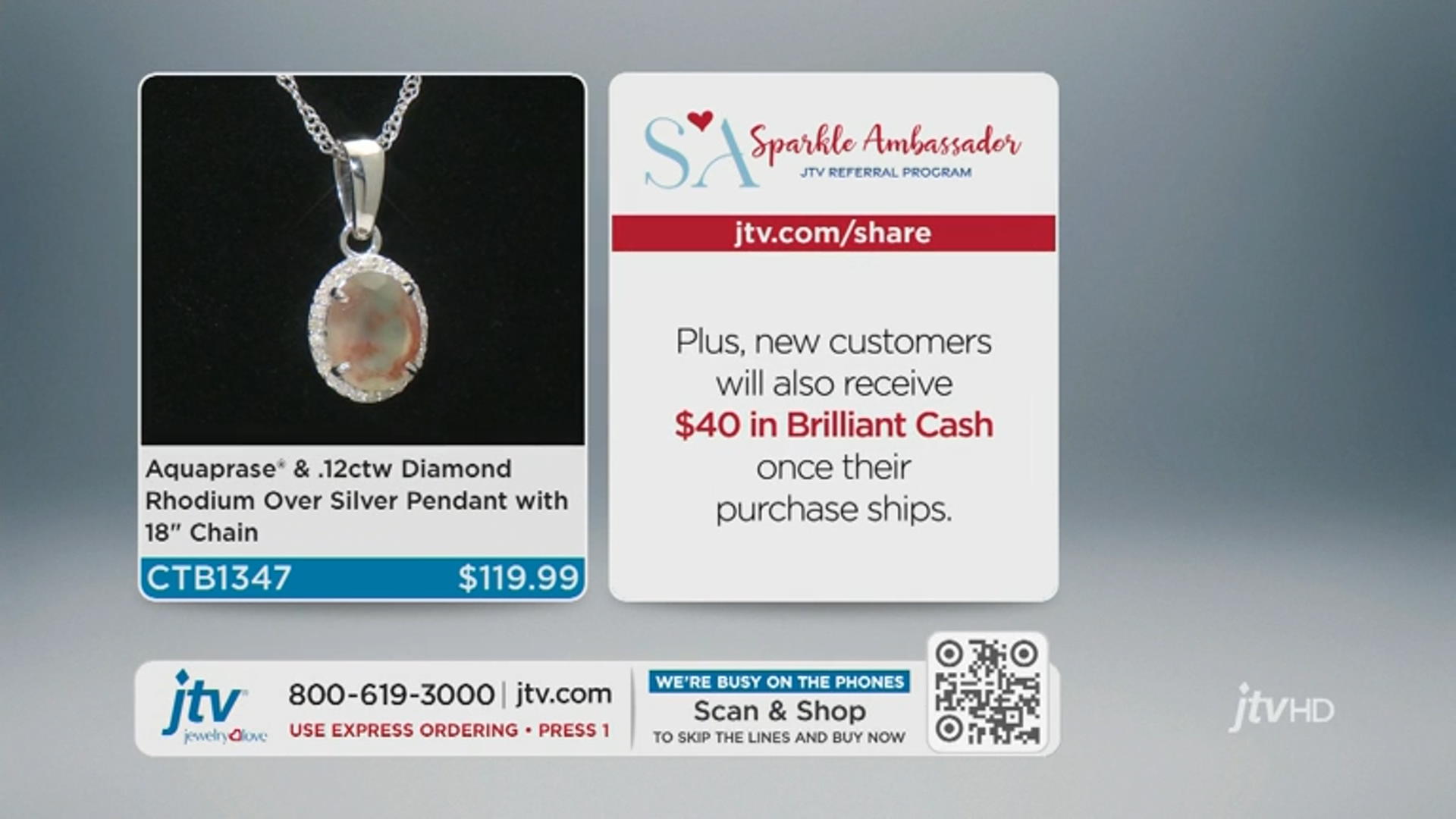 Aquaprase® Rhodium Over Sterling Silver Pendant With Chain 0.12ctw Video Thumbnail