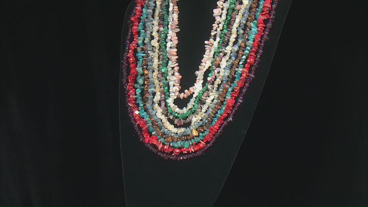 Multi-Color Assorted Gemstone Set of 10 Endless Strand Chips Necklaces Video Thumbnail