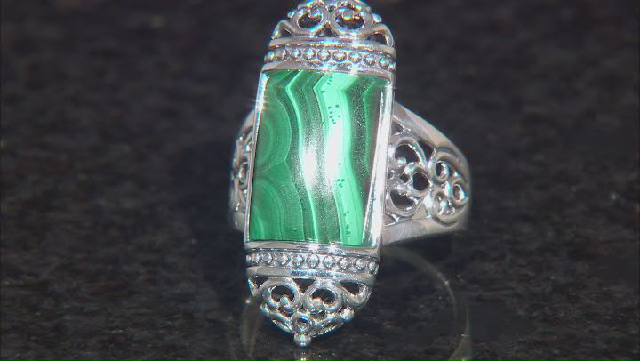Green Malachite Sterling Silver Ring Video Thumbnail