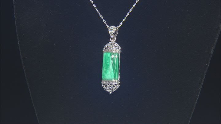 Green Malachite Sterling Silver Enhancer with Chain Video Thumbnail