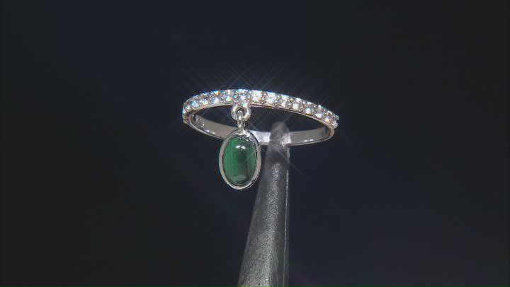Green Malachite With White Zircon Sterling Silver Ring 0.40ctw Video Thumbnail