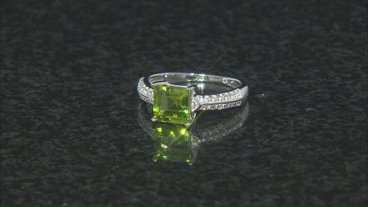 Green Peridot Rhodium Over Sterling Silver Ring 1.75ctw Video Thumbnail
