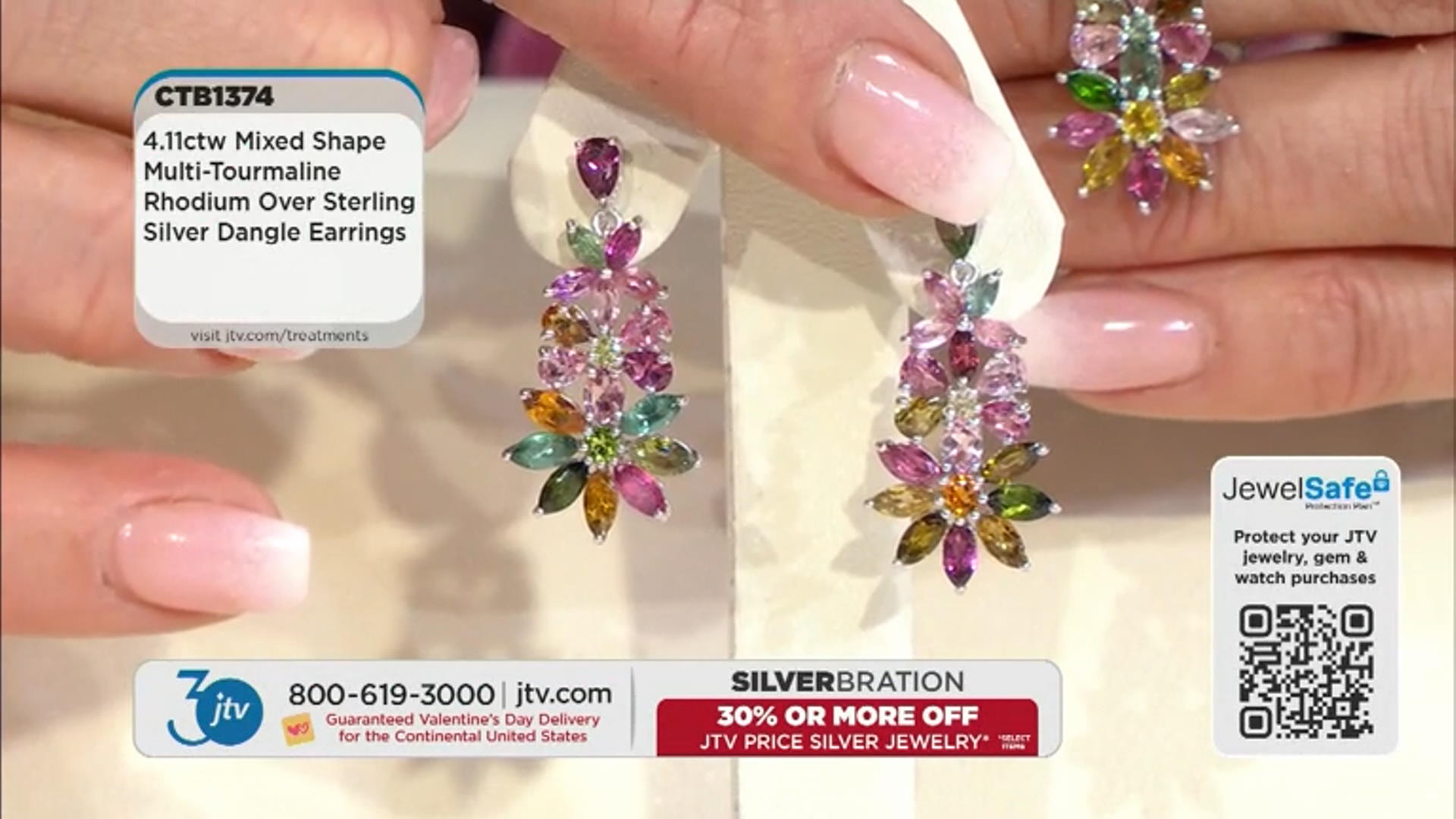 Multicolor Multi-Tourmaline Rhodium Over Sterling Silver Dangle Earrings 4.11ctw Video Thumbnail