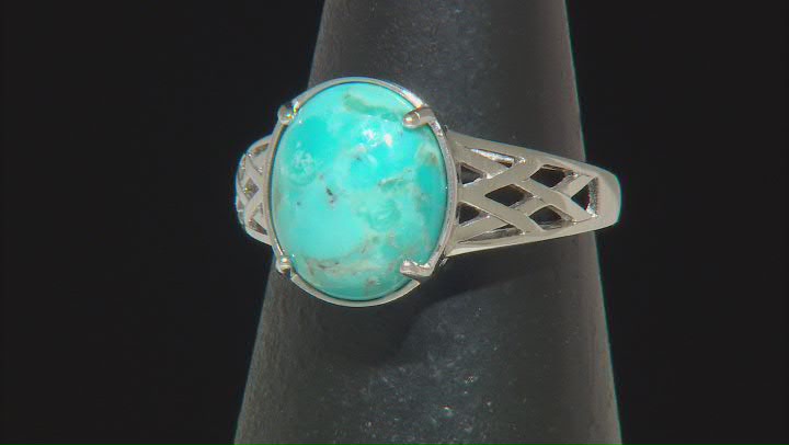 Blue Composite Turquoise Rhodium Over Sterling Silver Solitaire Ring Video Thumbnail