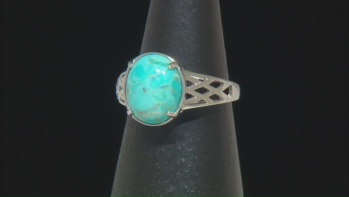 Blue Composite Turquoise Rhodium Over Sterling Silver Solitaire Ring Video Thumbnail