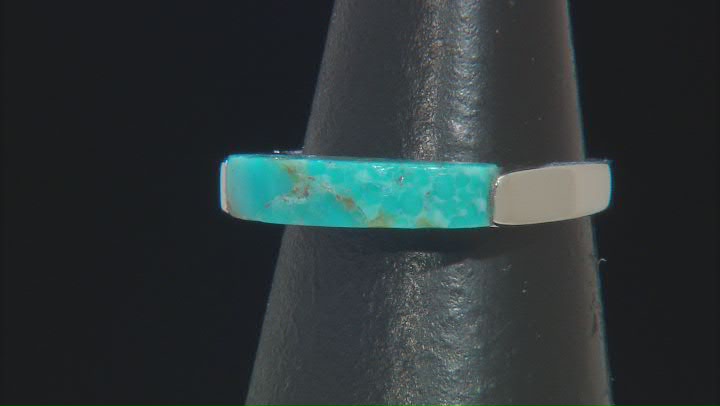 Blue Composite Turquoise Rhodium Over Sterling Silver Band Ring Video Thumbnail