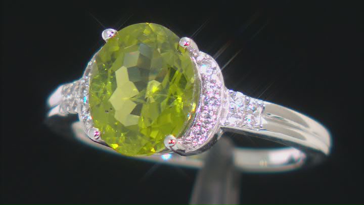 Green Peridot  Rhodium Over Sterling Silver Ring 2.45ctw Video Thumbnail